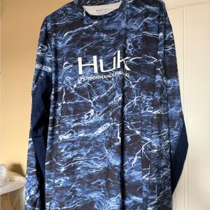Huk Blue Water Pattern Long Sleeve Shirt